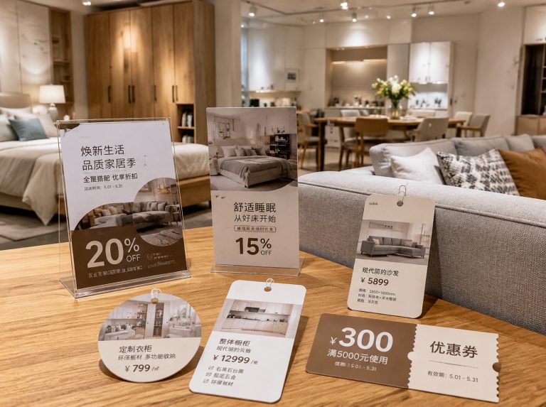 蒲城县家具门店单页海报与吊牌
